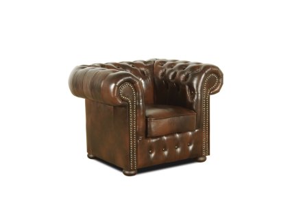 Křeslo Chesterfield Classic 1 kůže hnědá