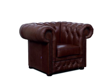 Křeslo Chesterfield Lord 1 kůže hnědá