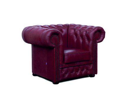 Křeslo Chesterfield Lord 1 kůže bordó
