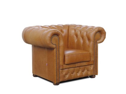 Křeslo Chesterfield Lord 1 kůže koňak