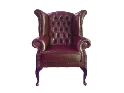 Křeslo Chesterfield Queen kůže bordó