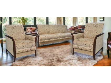 Sedací souprava Jana - Vita beige/dř. ořech