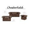 Pohovka Chesterfield Classic 3 kůže hnědá