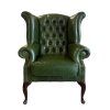 Luxusní křeslo Chesterfield Queen kůže zelená